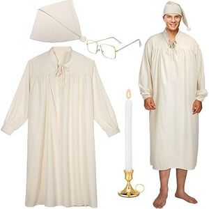 MSRP $46 Cuffbow Men's M Beige 5 Pcs Funny Pajama Set Includes Nightgown Sleep